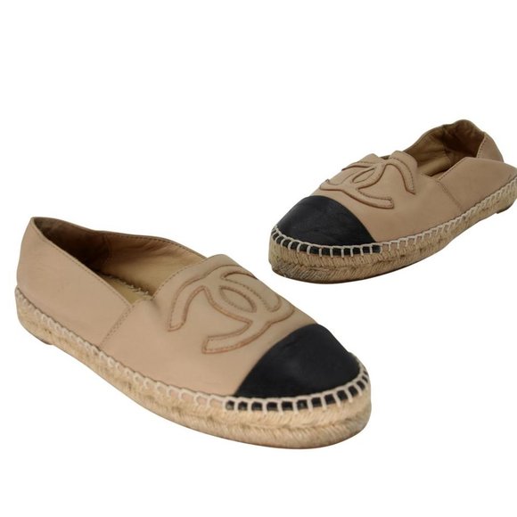Chanel Espadrille CC 35 Leather Cap Toe Flats CC-S0207P-C029 - Picture 2 of 10